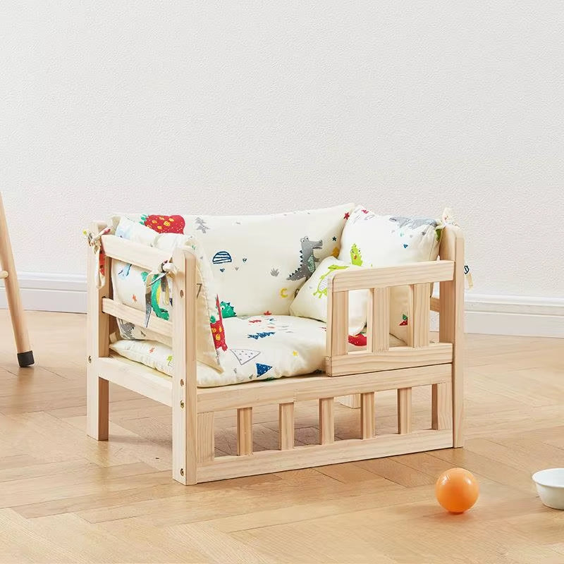 Wood Dog Bed Teddy Panda Lowered - Detachable