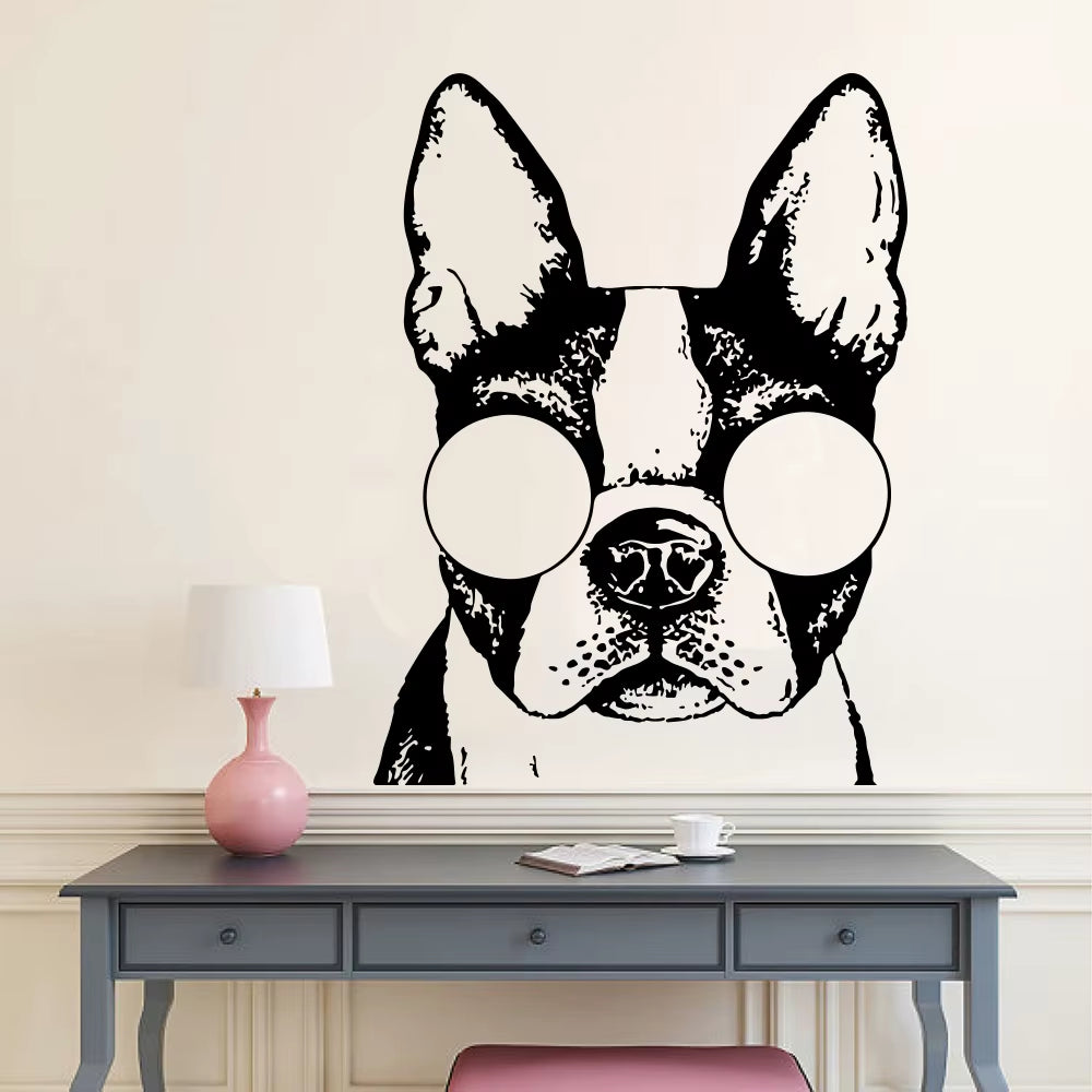 Cartoon French Bulldog Mirror Wall Sticker – Cute Dog Vinyl Decal for Bathroom, Nursery, Kitchen & Home Decor