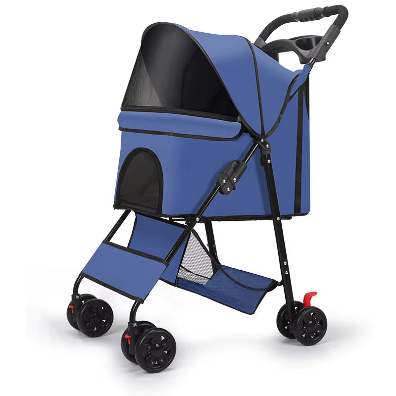 High Quality Pet Stroller Teddy Cat and Dog Stroller Small Lightweight Foldable Outdoor Stroller Suitable for Outdoor Activities
