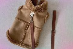 Teddy Biscuit brown diamond-quilted cotton pet jacket for small to medium dogs and cats.