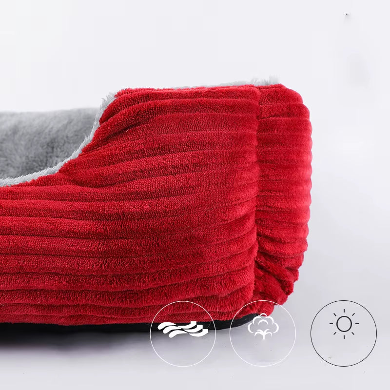 Rectangular Plush Dog Bed - Cozy Winter Cushion for Small Dogs and Cats