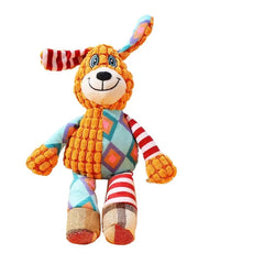 Splicing style plush toy sized for small to medium dogs and cats, showing reinforced seams.