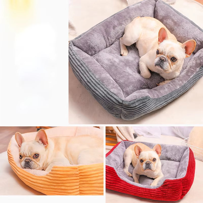 Rectangular Plush Dog Bed - Cozy Winter Cushion for Small Dogs and Cats