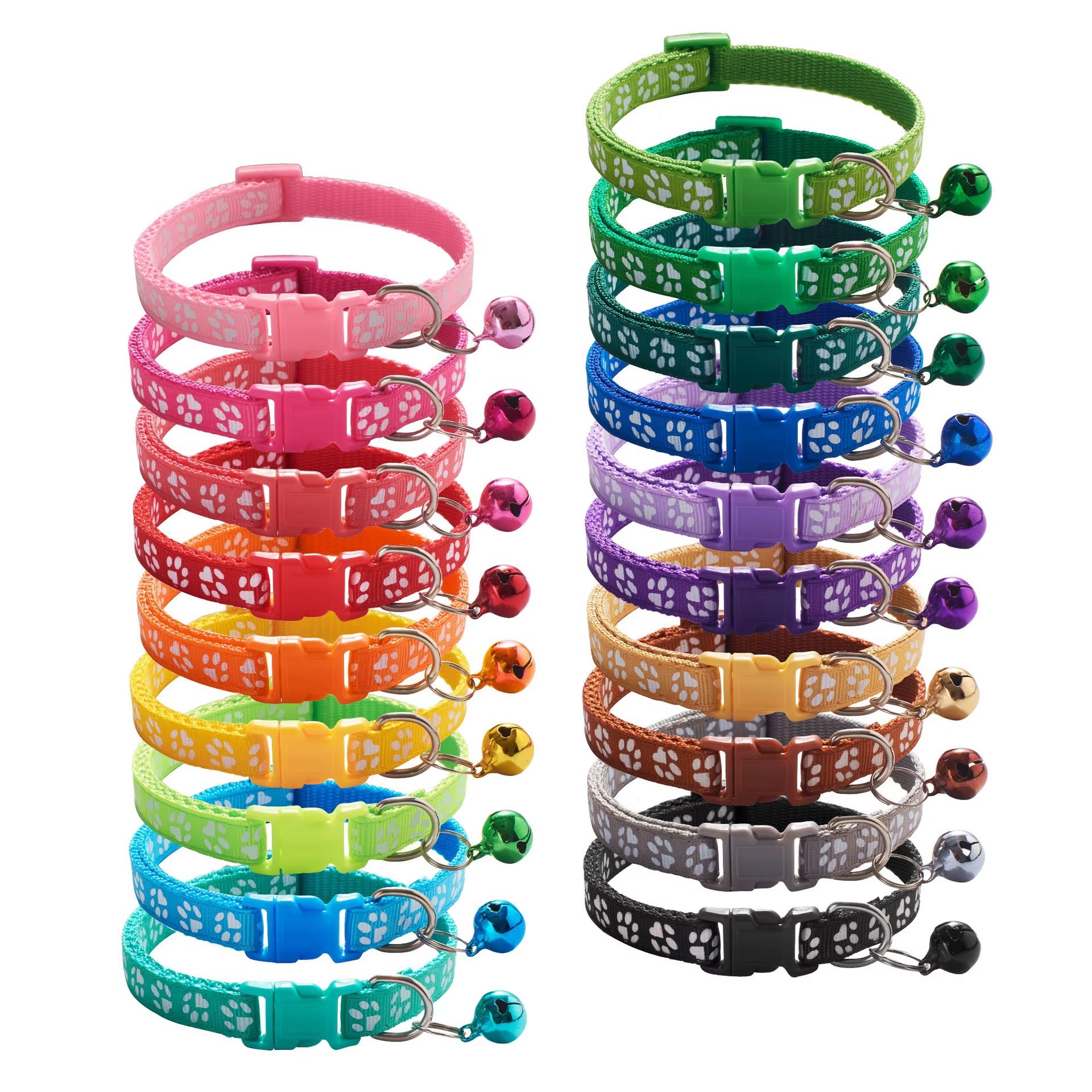 HABO Collar with Bell Cartoon Footprint Colorful Dog Puppy Cat Accessories Kitten Collar Adjustable Safety Bell Ring Necklace