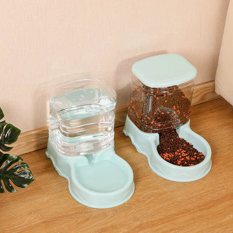 Large Capacity Automatic Pet Feeder and Waterer Set - Gravity Food and Water Dispenser Station for Cats and Small Dogs