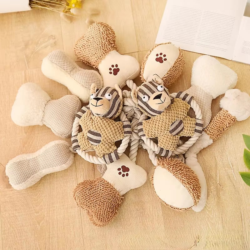 Pet Cotton Rope Toy Dog Sound Canvas Molar Teeth Cleaner Bite-Resistant Rope Knot Training Dog Toys Dog Toothbrush Dog Toys