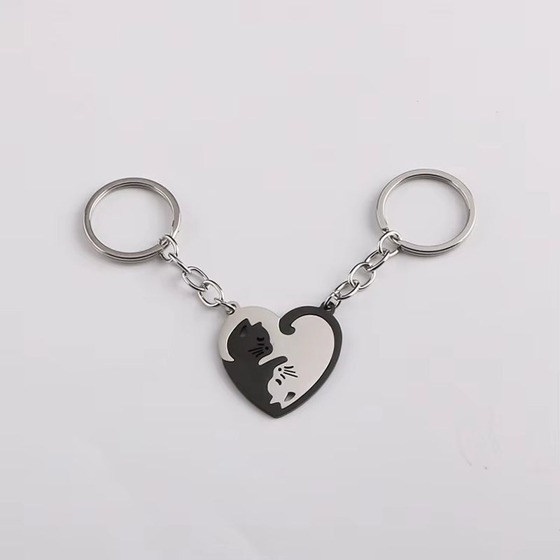Cute Cat Keychain Stainless Steel 