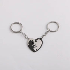 Cute Cat Keychain Stainless Steel 