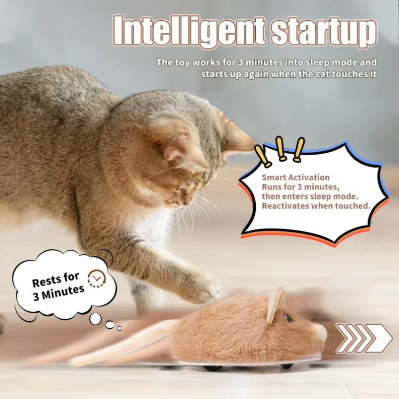 Electric Interactive Plush Mouse Toy for Cats - Smart Movement Pet Accessory