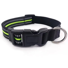 Reflective Dog Collar for Small to Large Dogs - Adjustable Safety Nylon Puppy Collar - High-Visibility Sturdy Neck Collar for Night Walking