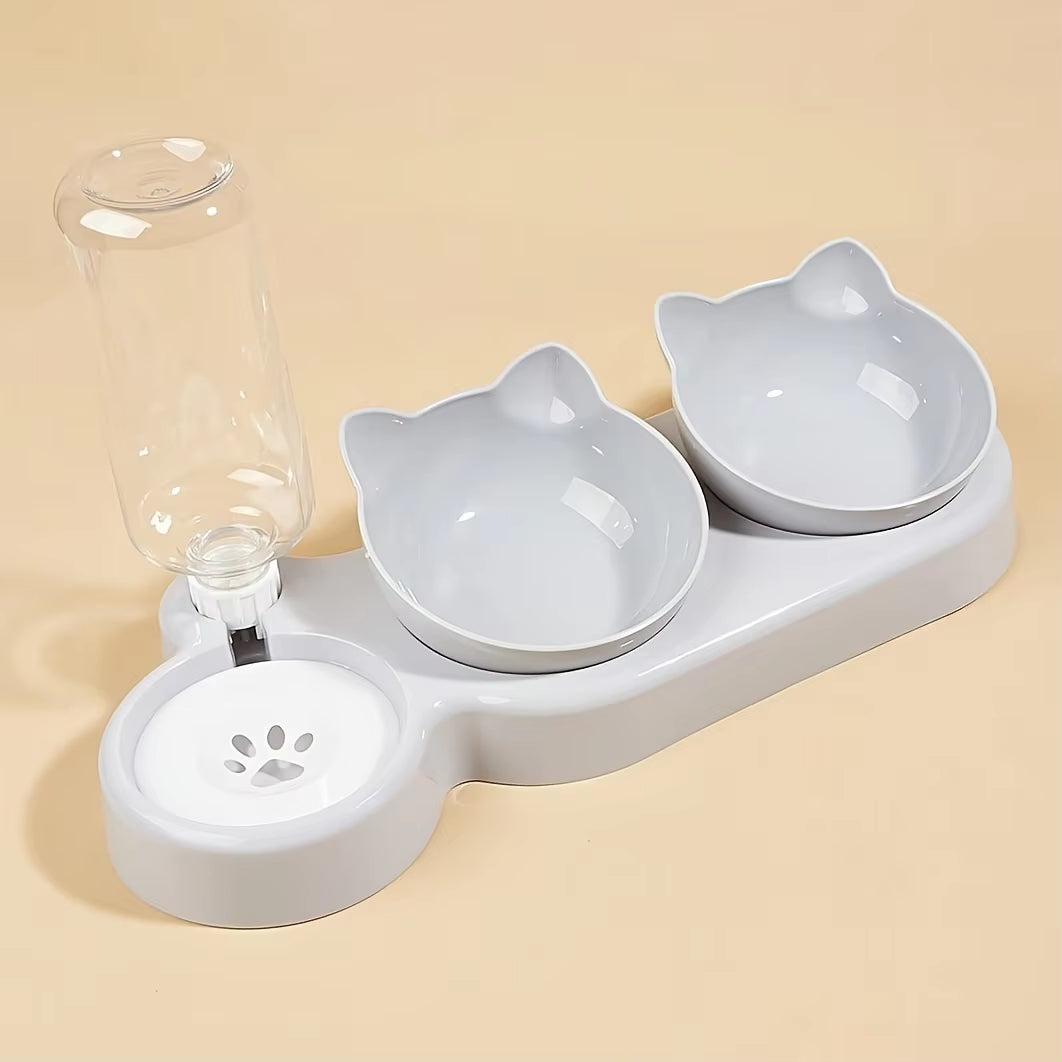 Pet Bowls with Water Feeder - 3 in 1 Ear Shaped Design