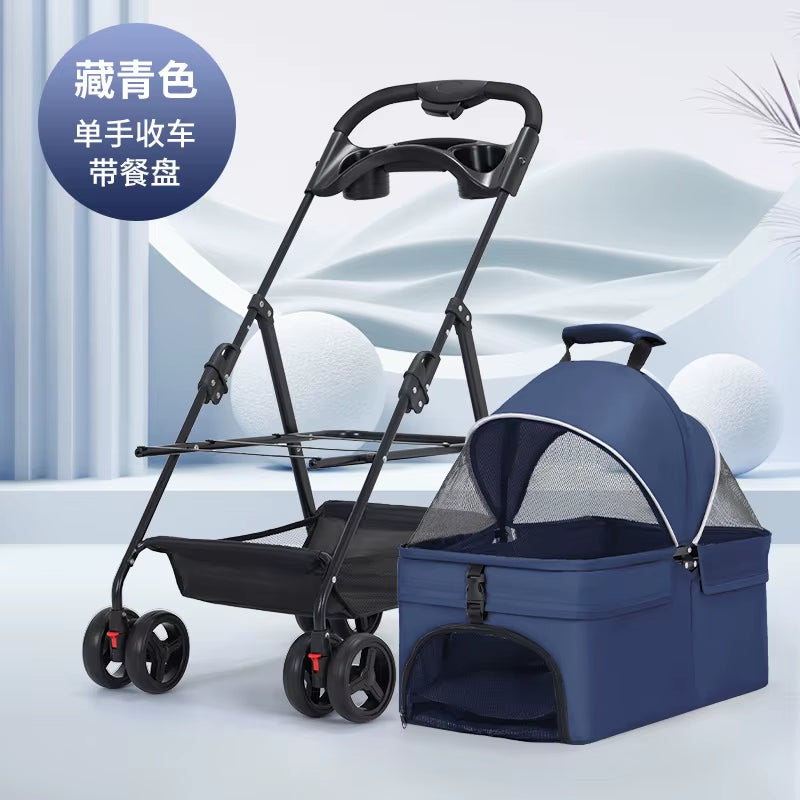 Lightweight Foldable Pet Cart for Small to Medium Dogs - Detachable Dog Walking Cart and Cat Carrier for Outings