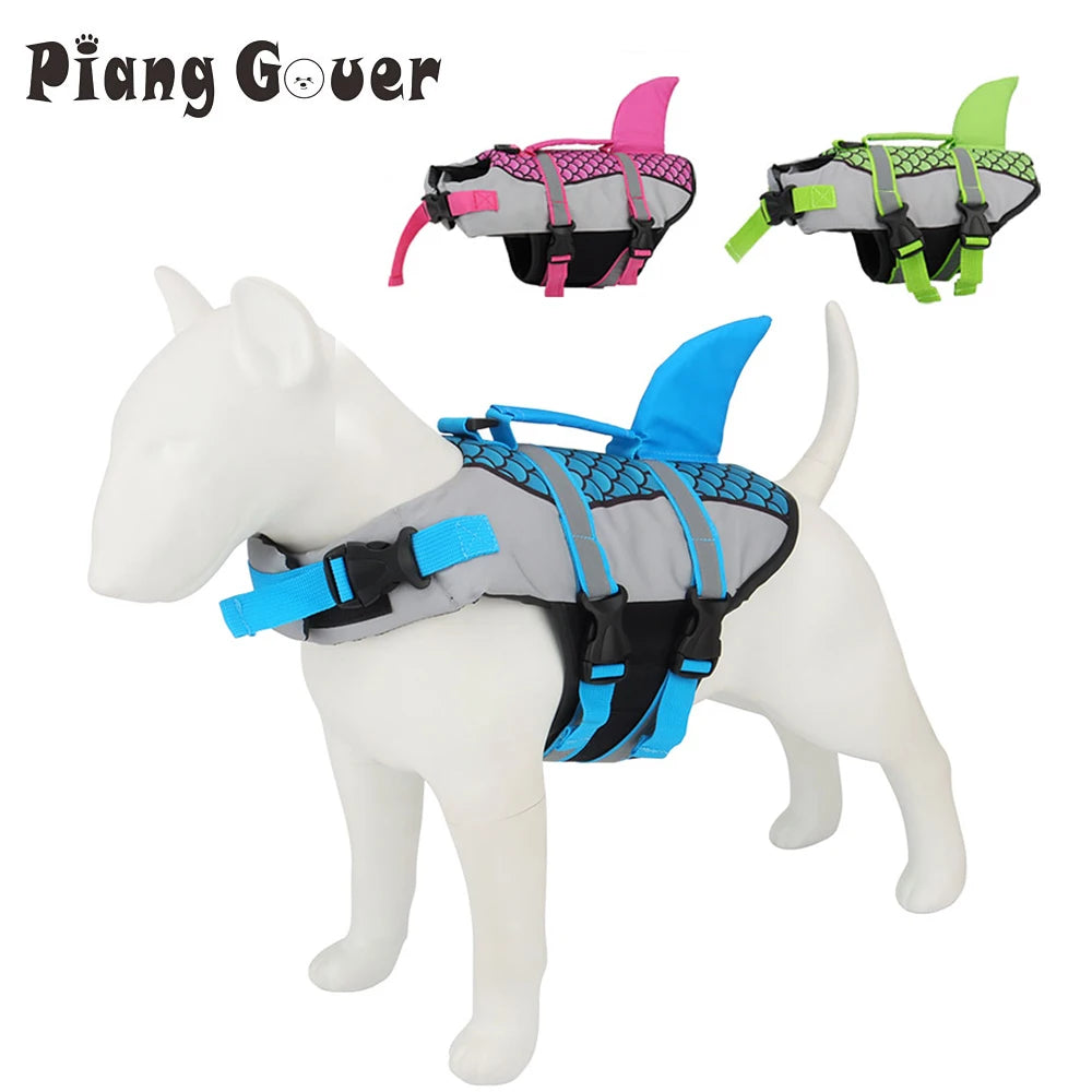 Scales Shark Swim Dog Clothes Pet Life Jacket Vest Harness Pet Swimming Summer Swimwear