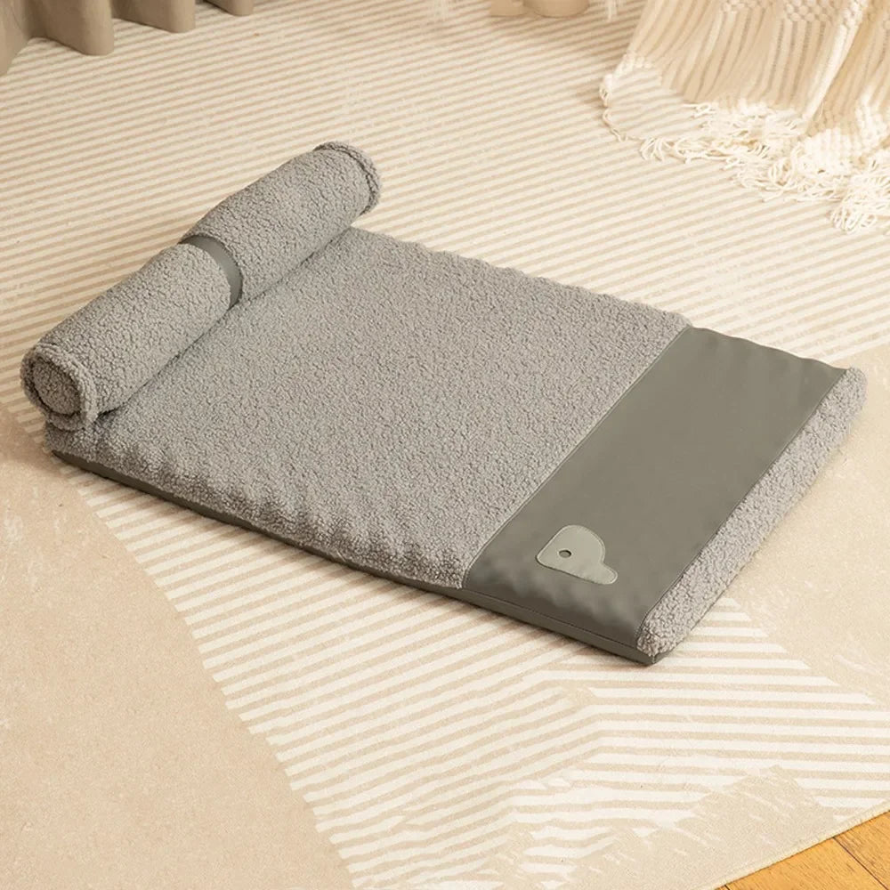 Pets Plush Mats With Neck Protection Pillows - Removable Cover