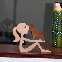 Family Puppy Wood Dog Crafts - Home And Office Decor