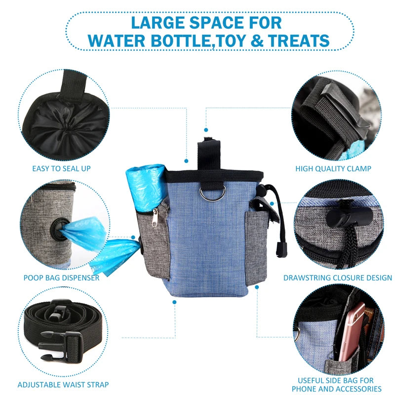 Pet Training Waist Bag Portable Outdoor Poo Bags Dog Training Bags Pet Snack Food Container Puppy Snack Reward Waist Bag