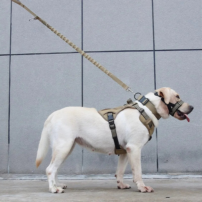 Tactical Large Dog Harness & Leash Set - Explosion-Proof Traction Control Strap - Heavy-Duty Nylon Pet Chest Harness for Training
