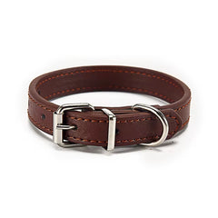 Leather Dog Collar for Small Large Dogs Puppy Leash Solid Adjustable Dogs Collars for Cat Necklace Pet Cat Dog Accessories - Brown