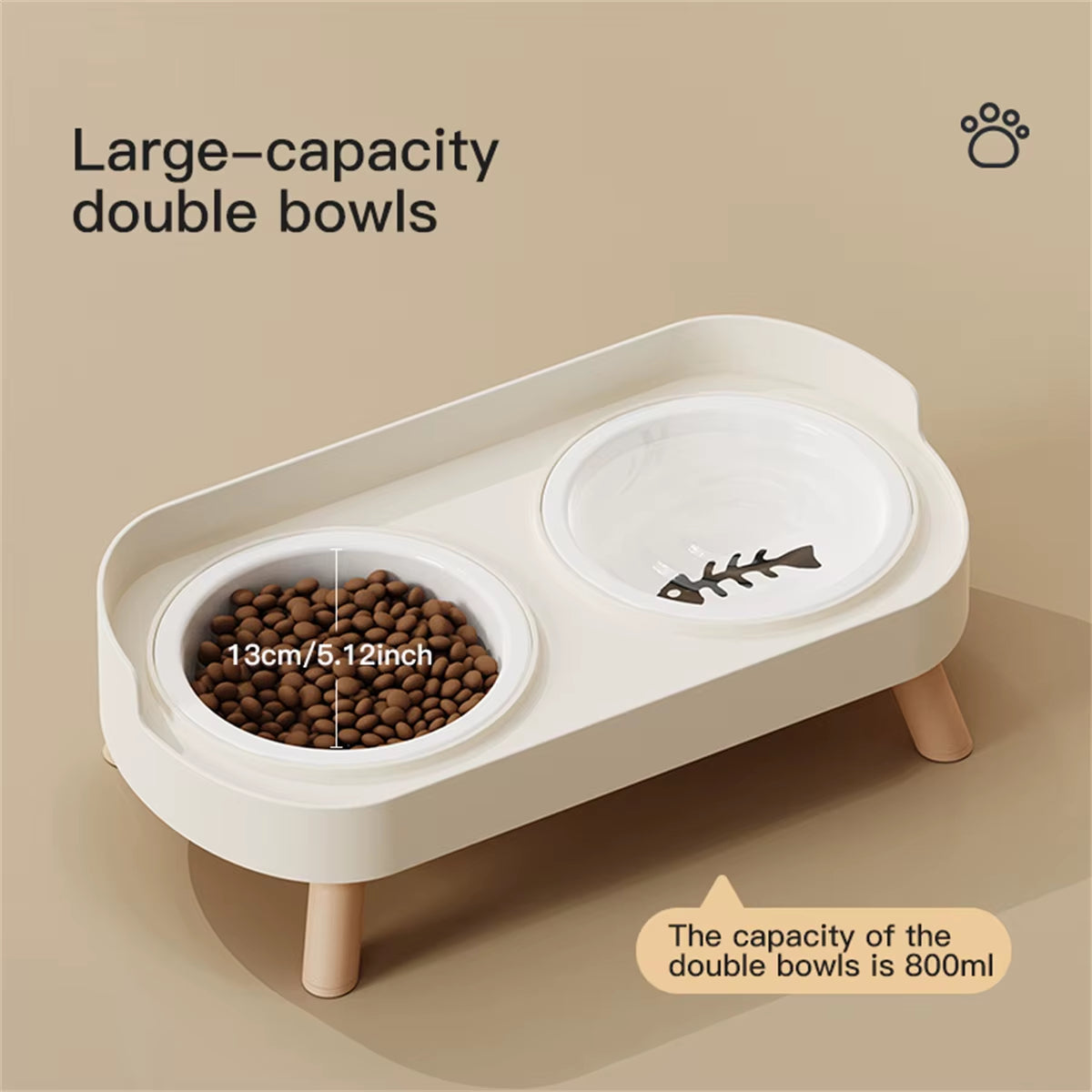 Pet Cat Double Bowl Feeder, Adjustable Height Cat and Dog Water Dispenser, Elevate Feeding Kitten Supplies