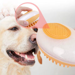 2‑in‑1 Pet Shampoo Bath Brush – Silicone Dog Grooming Scrubber & Cat Massage Comb with Shampoo Dispenser