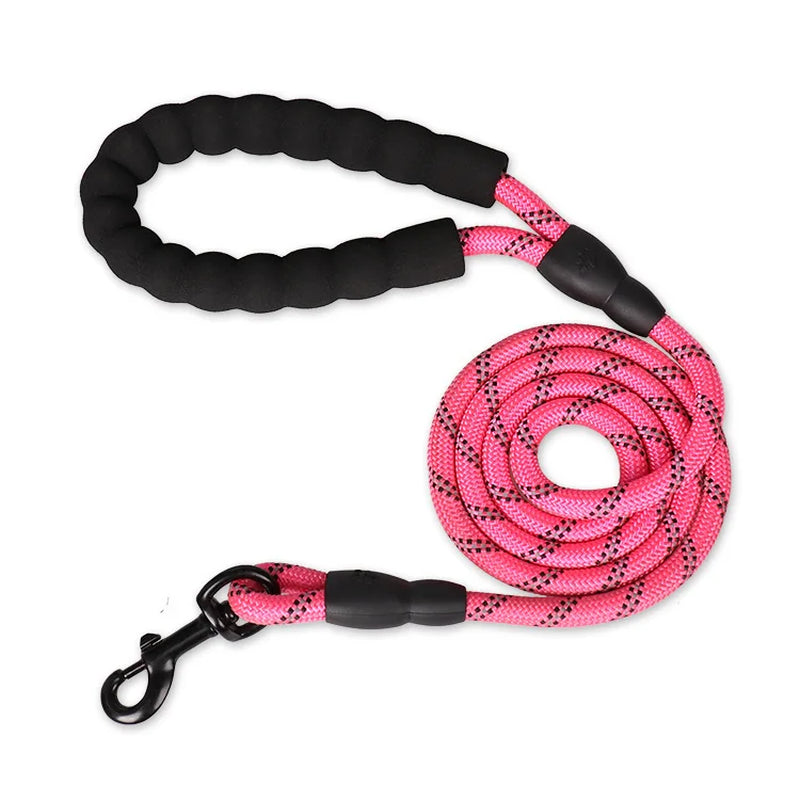 Strong Reinforced Nylon Dog Leash - Heavy-Duty Traction Rope with Soft Padded Comfort Handle for Small, Medium, and Large Breeds