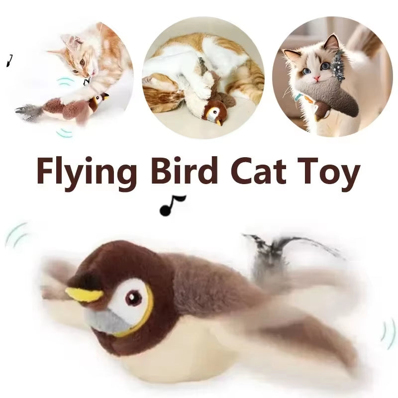 Interactive Rechargeable Flapping Bird Cat Toy with Catnip - Touch Activated Plush Toy for Cats (2 Styles)