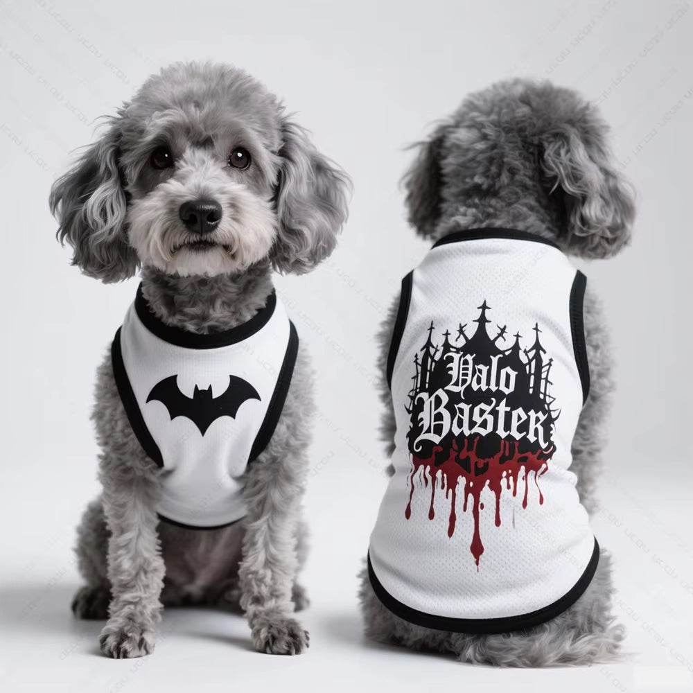 Pet Dog Clothing Gothic Style Dog Vest Sleeveless Cool and Breathable Essential Summer Pet Clothing Soccer Trend