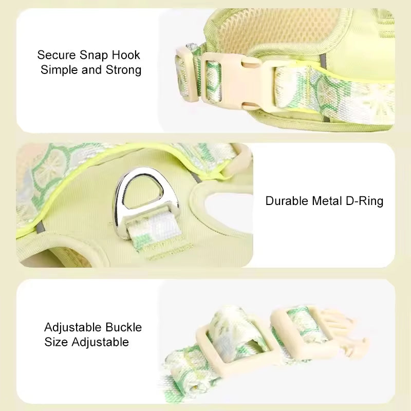 Adjustable Dog Summer Breathable Harness With Matching Leash