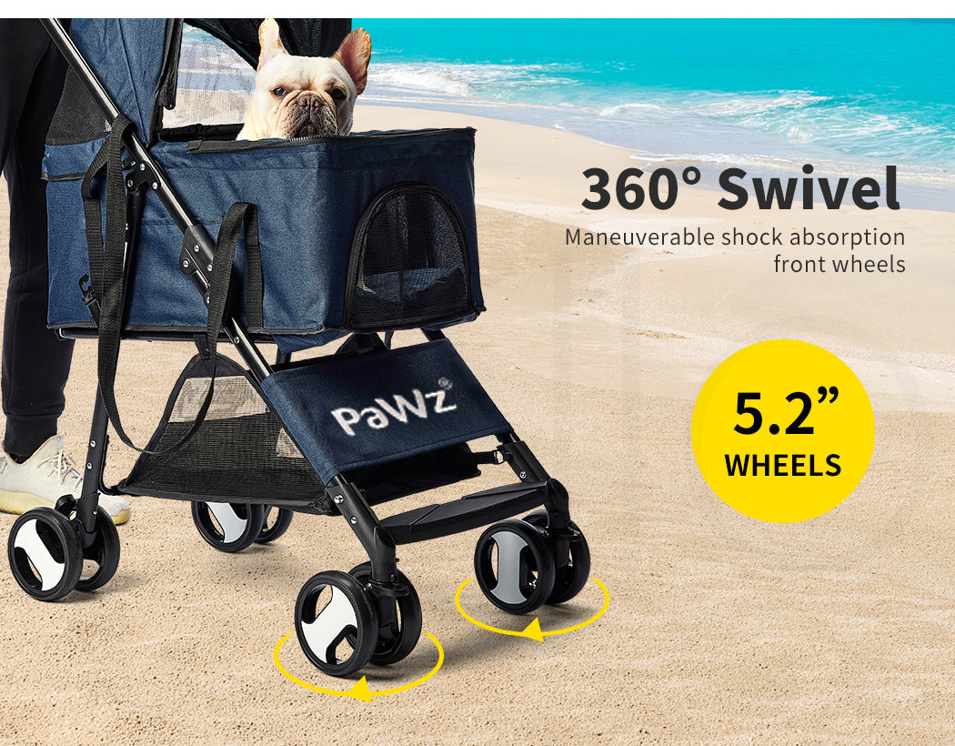 Pawz Pet Stroller Dog Cat Travel Carrier Bicycle Trailer Pram Foldable Pushchair
