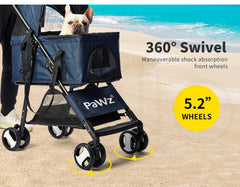 Pawz Pet Stroller Dog Cat Travel Carrier Bicycle Trailer Pram Foldable Pushchair