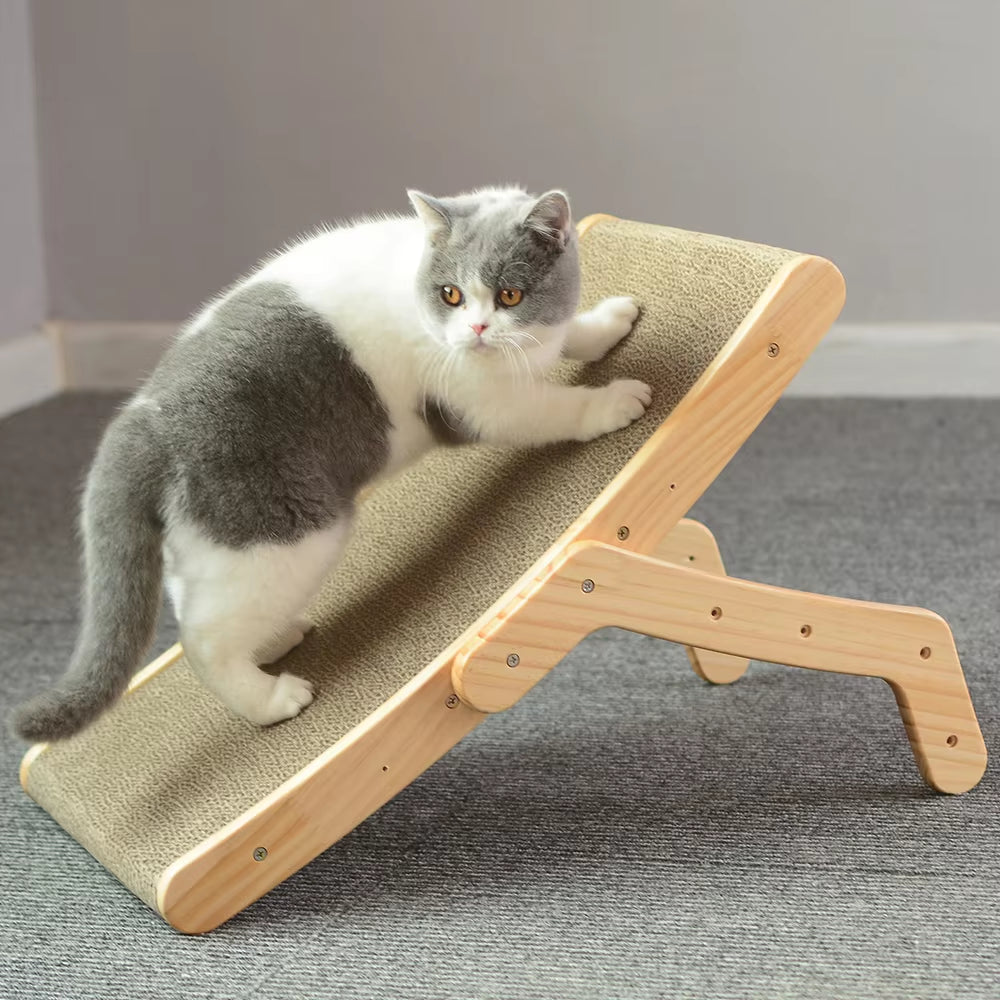 Cat Scratcher Board Wooden Frame - Convertible Design 