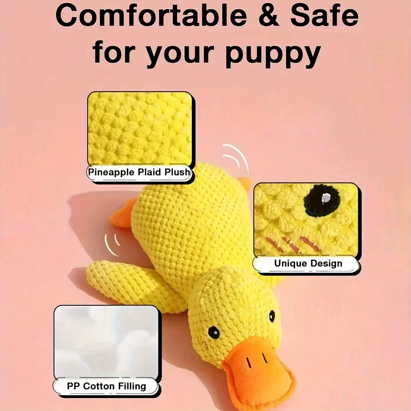 Durable Chew-Resistant Plush Duck Toy for Small Dogs. Perfect for Teething Puppies like Pomeranians & Chihuahuas.