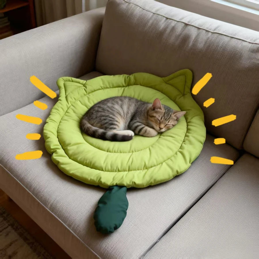Big Face Cat Style Pet Bed Mat - Breathable All-Season Sleeping Pad for Dogs & Cats - Washable Soft Cushion