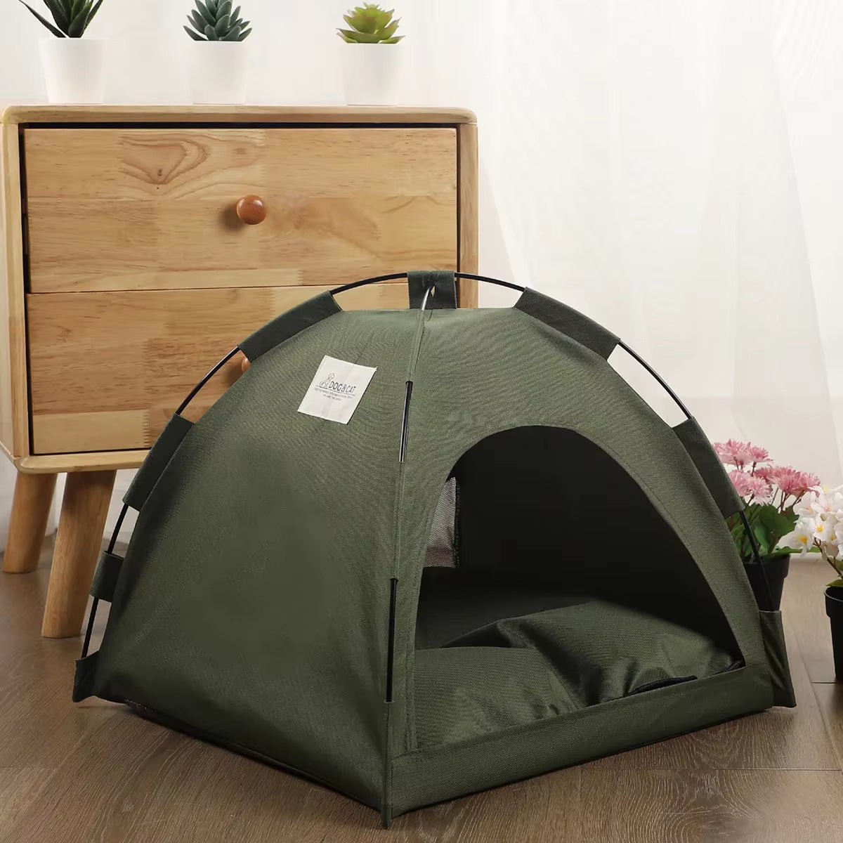 Deluxe Pet Teepee with Cushion - Indoor Cat Nest and Dog Bed for Kittens and Puppies