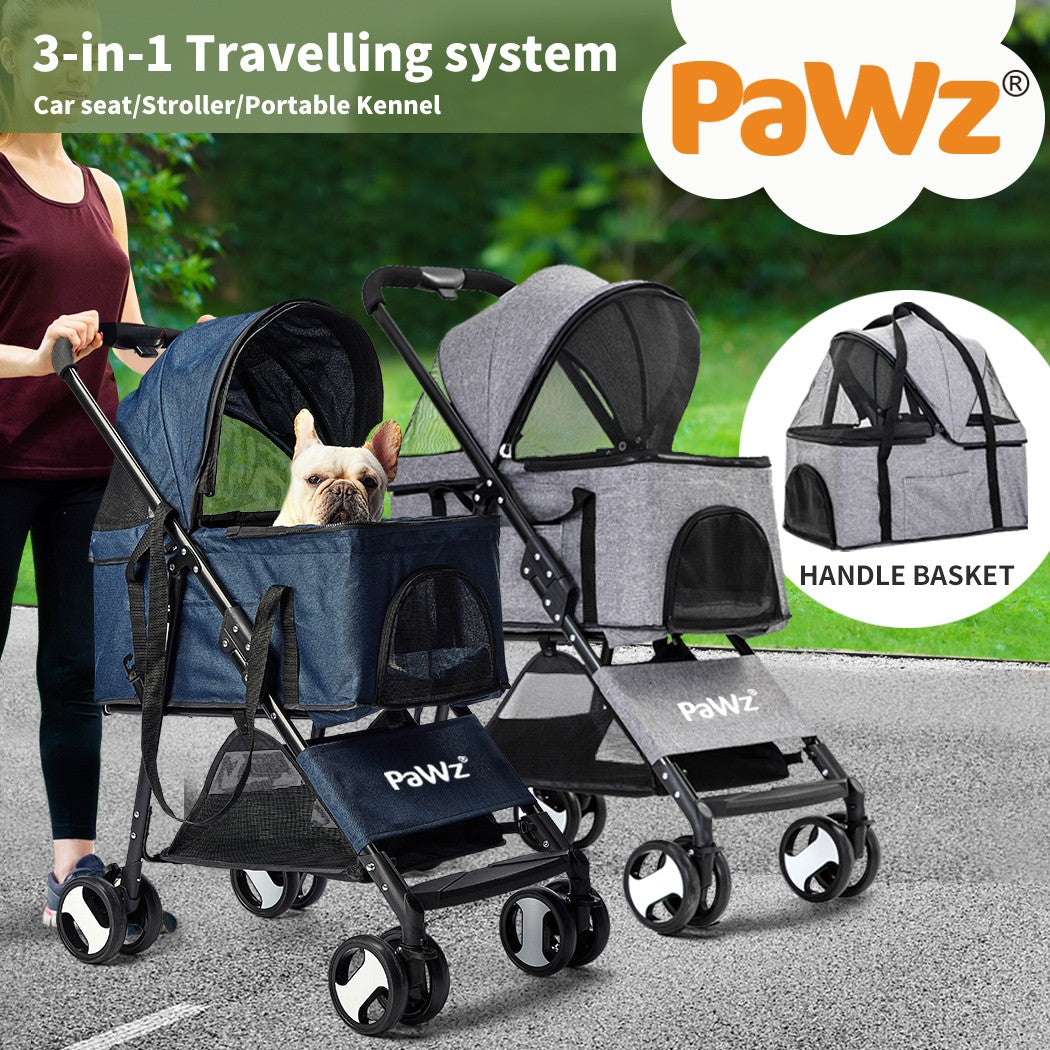 Pawz Pet Stroller Dog Cat Travel Carrier Bicycle Trailer Pram Foldable Pushchair
