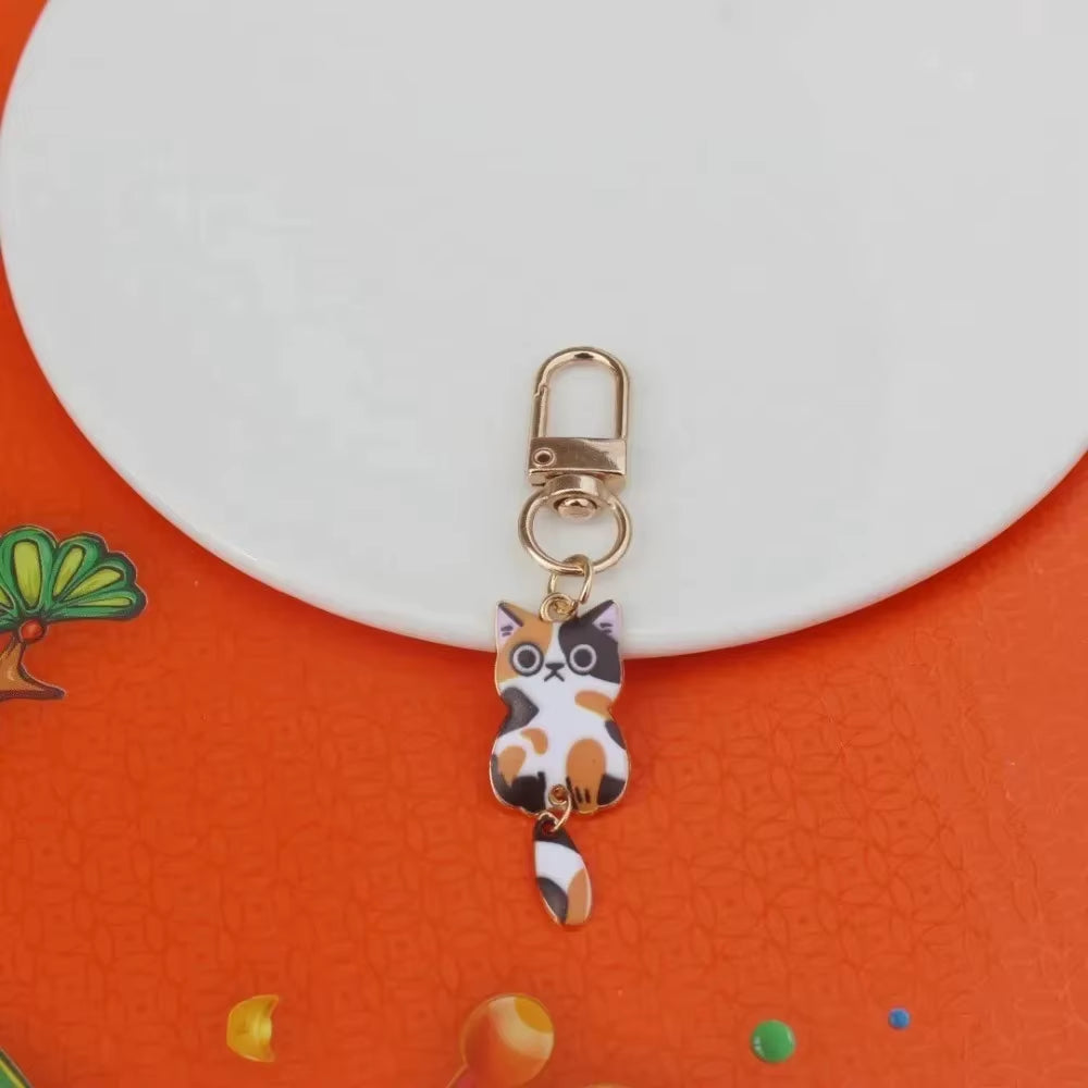 Elegant Keycat Valentine Keychain - Charming Small Animal Metal Keyring and Bag Pendant Gift