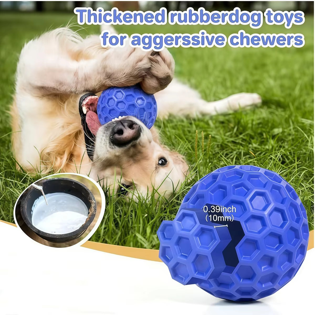 Squeaky Dog Balls Indestructible Toy For Aggressive Chewers - Interactive Toy