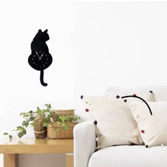 Creative Wagging Tail Cat Wall Clock – Silent Quartz Acrylic Clock for Home & Kitchen Decoration