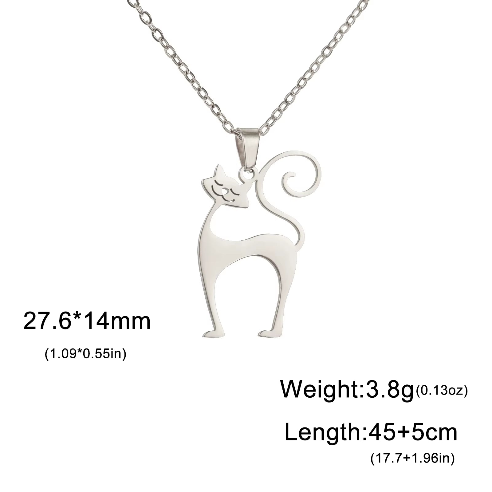 Elegant Cat Pendant Necklace - Gold Stainless Steel Jewelry for Women, Men, Couples, and Children