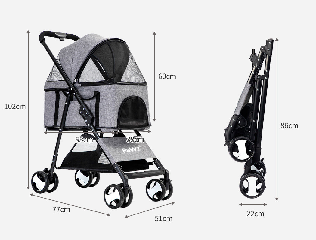 Pawz Pet Stroller Dog Cat Travel Carrier Bicycle Trailer Pram Foldable Pushchair