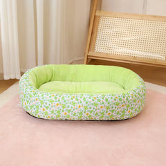 All Seasons Soft Medium Dog Bed House Flower Cute Small Cat Sofa Bed Comfortable Elastic Medium Cat Nest Kennel Accessories