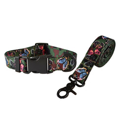 Plastic Release Buckle Dog Leash and Collar Set Nylon Printed Pet Collar Pet Supplies Retailing Fashion Handmade French Bulldog