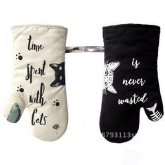 Cat Meow Cotton Oven Gloves - Anti-Scalding