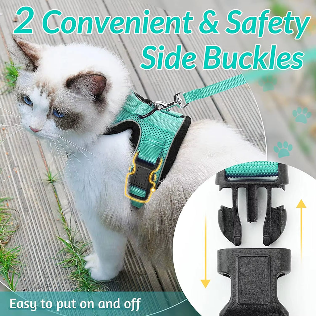 Cat Harness and Leash Set for Walking - Escape-Proof Adjustable Soft Vest Harness for Cats with Easy Control