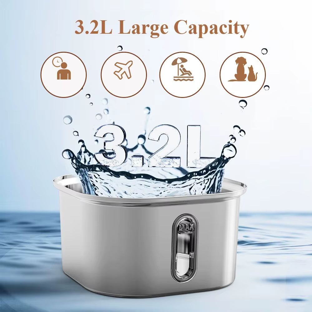 Stainless Steel Automatic Cat Water Fountain with USB Electric Ultra-Quiet Pump - Pet Water Dispenser for Cats and Dogs