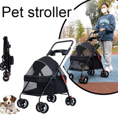 Pet Stroller Dogs Cats Teddy Bear Baby Stroller Small Pet Stroller Light and Foldable Suitable Outdoor Travel Dog Cat Supplies