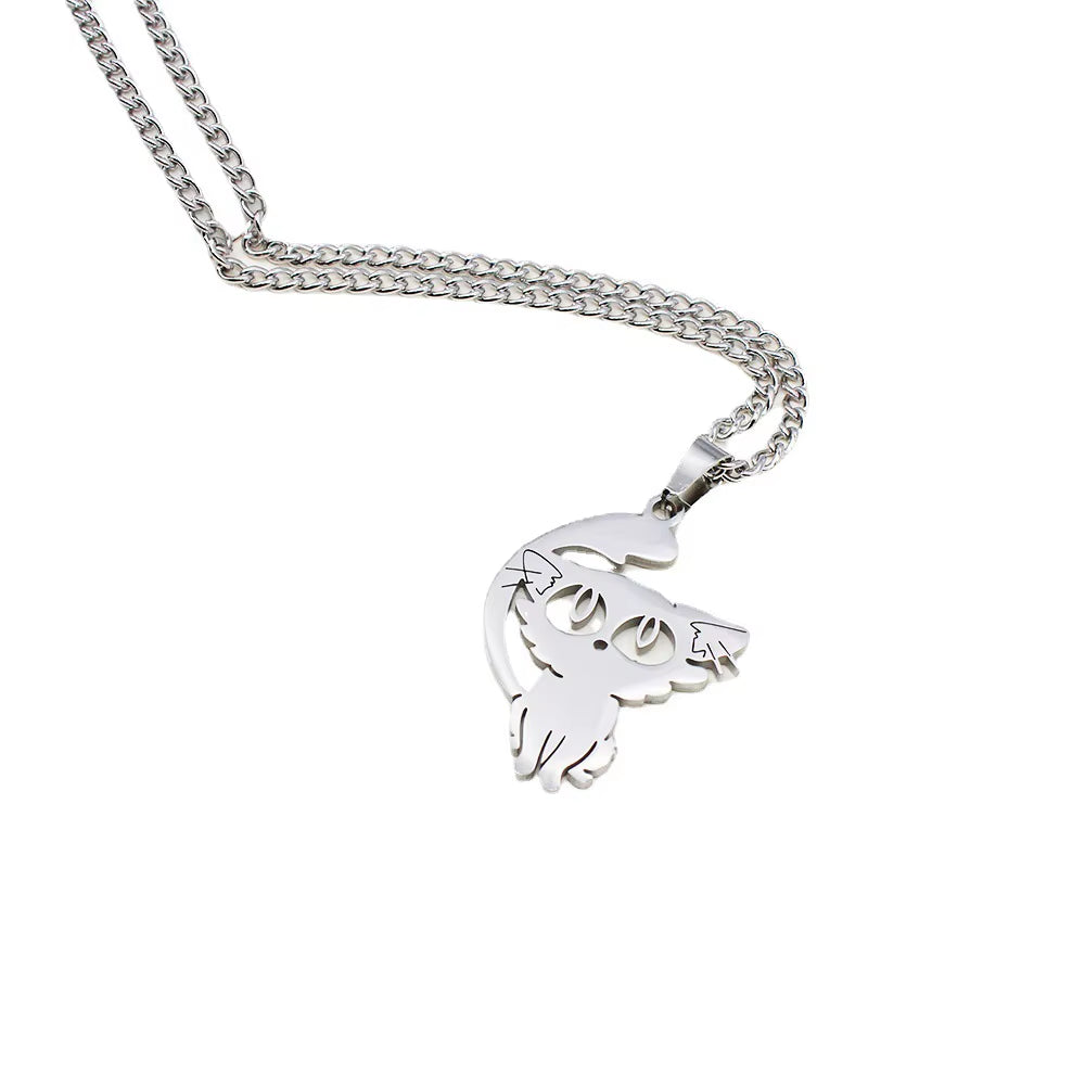 Daijin Cat Pendant Necklace - Anime-Inspired Titanium Steel Jewelry for Couples and Cosplay Enthusiasts