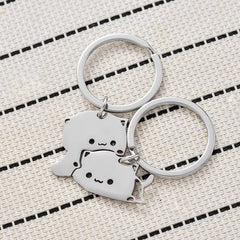 Cute Cat Keychain Stainless Steel 