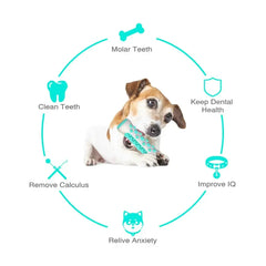 Extra-Tough Elastic TPR Dog Molar Toothbrush Toy - 360-Degree Depth Dental Care Cleaning Chew Stick for Puppies, Medium, and Large Dogs