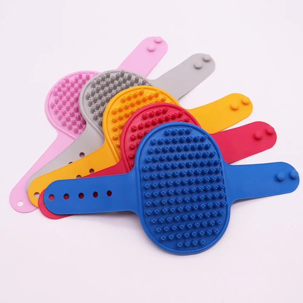 Soft Silicone Pet Bath Brush for Dogs & Cats - Dual-Sided Grooming Massage Tool with Waterproof Design, Removes Loose Hair Durin
